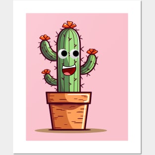 Funny Cartoon Cactus Posters and Art